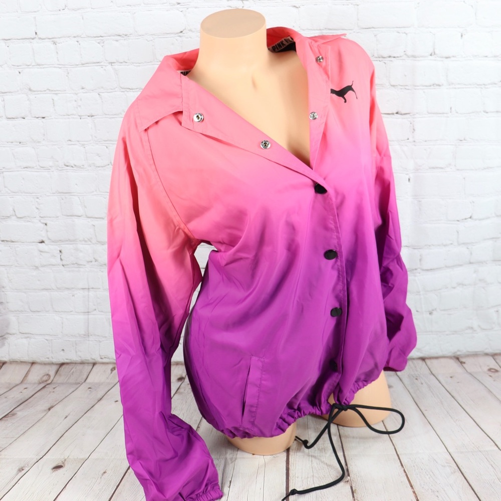 VS PINK coaches Snap Front Ombre Collared Jacket - Picture 3 of 7